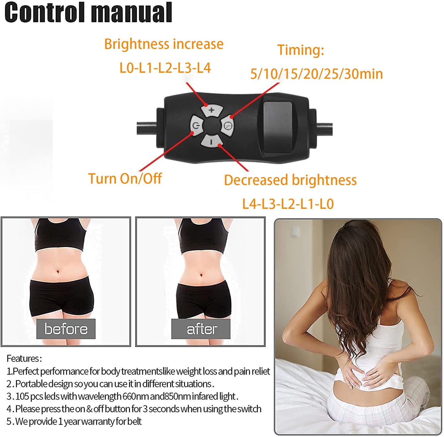 Red LED Therapy Waist Wrap Belt XYZDreams